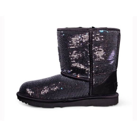 UGG Kids Black and Purple Sequin Boots - Picture 3 of 10